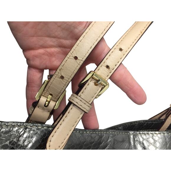 Michael Kors Jet Set Gray Leather Python Embossed Tote Bag - Picture 14 of 16